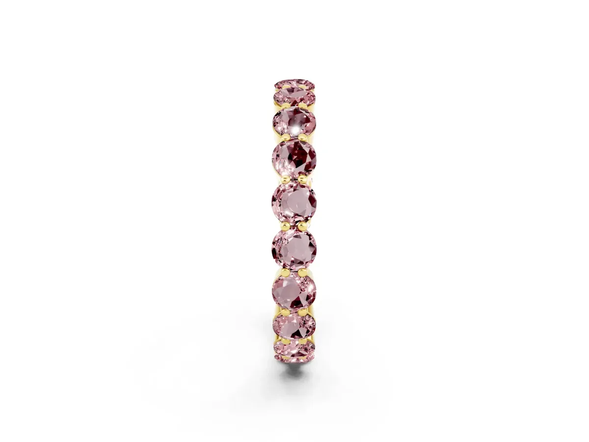 Round Morganite Eternity Band with U-Prong Setting Yellow gold