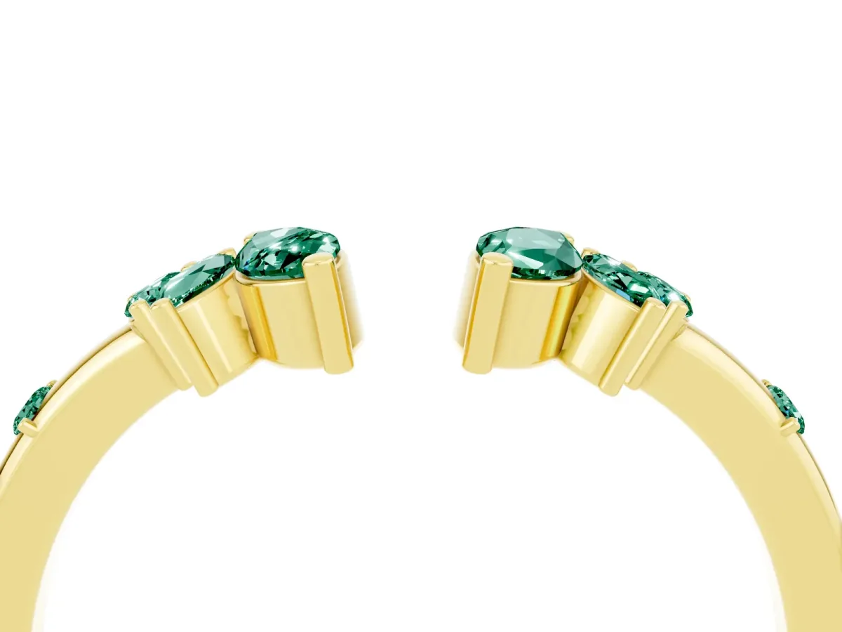 Open Marquise Cluster Green Sapphire Band with Prong Setting Yellow gold