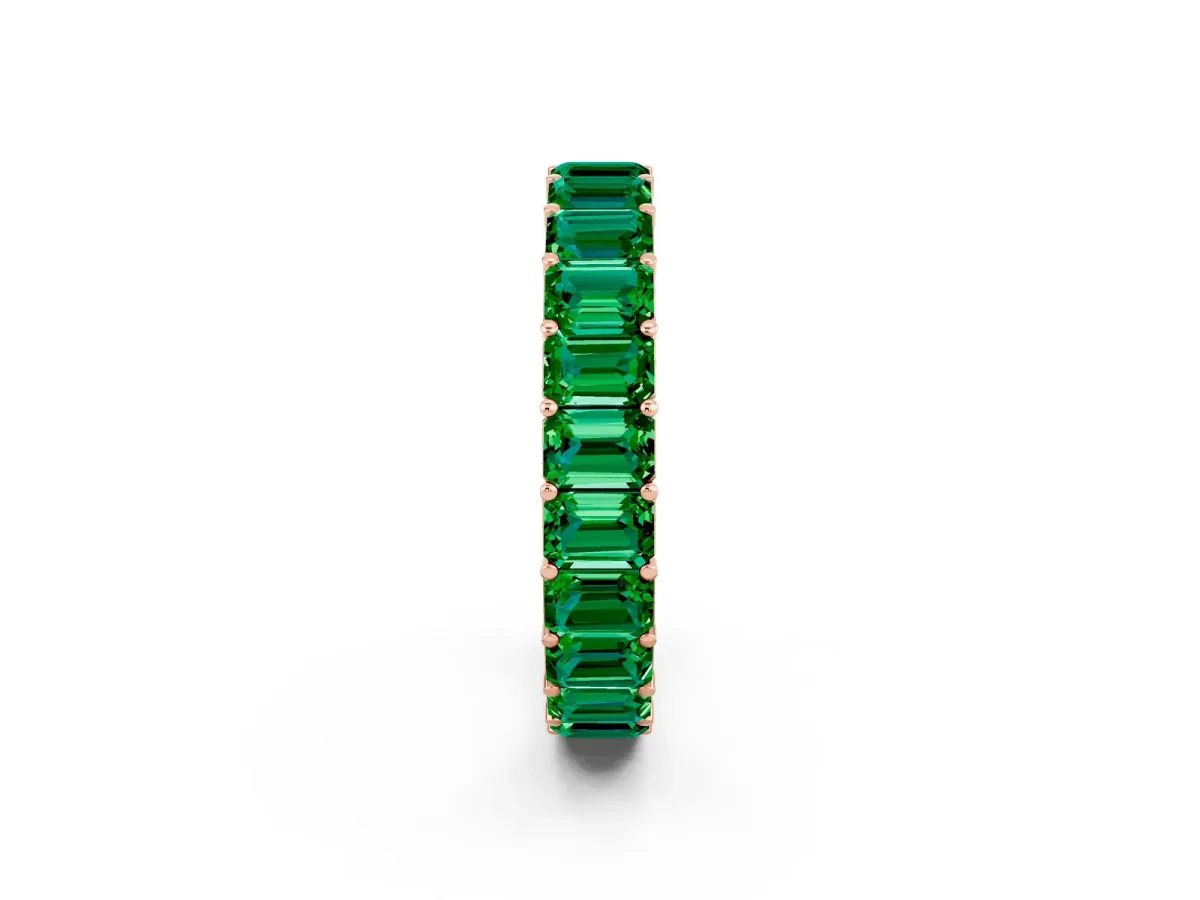Emerald Cut Emerald Eternity Band with Shared Prong Setting Rose gold