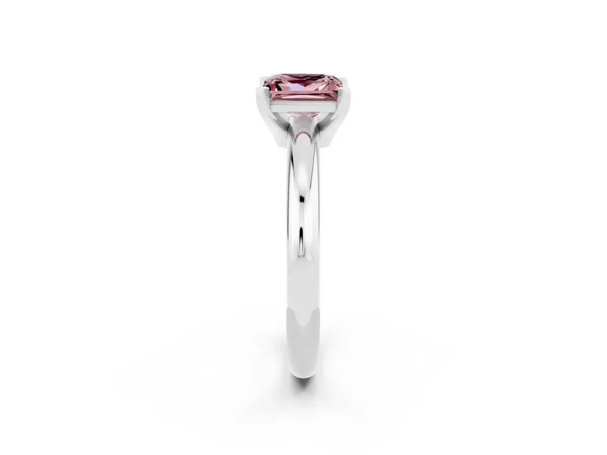Radiant Diamond Engagement Ring with Pear and Round Side Stones Silver