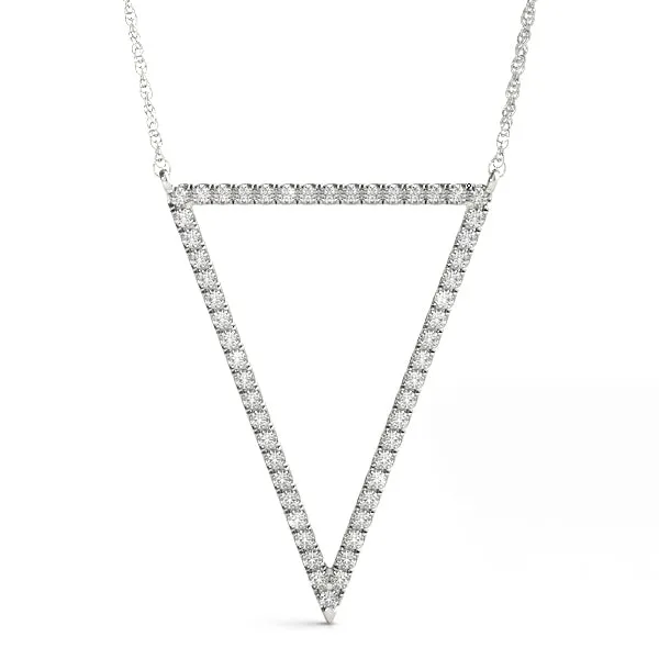 Round Diamond Pavé Triangle Pendant White gold
