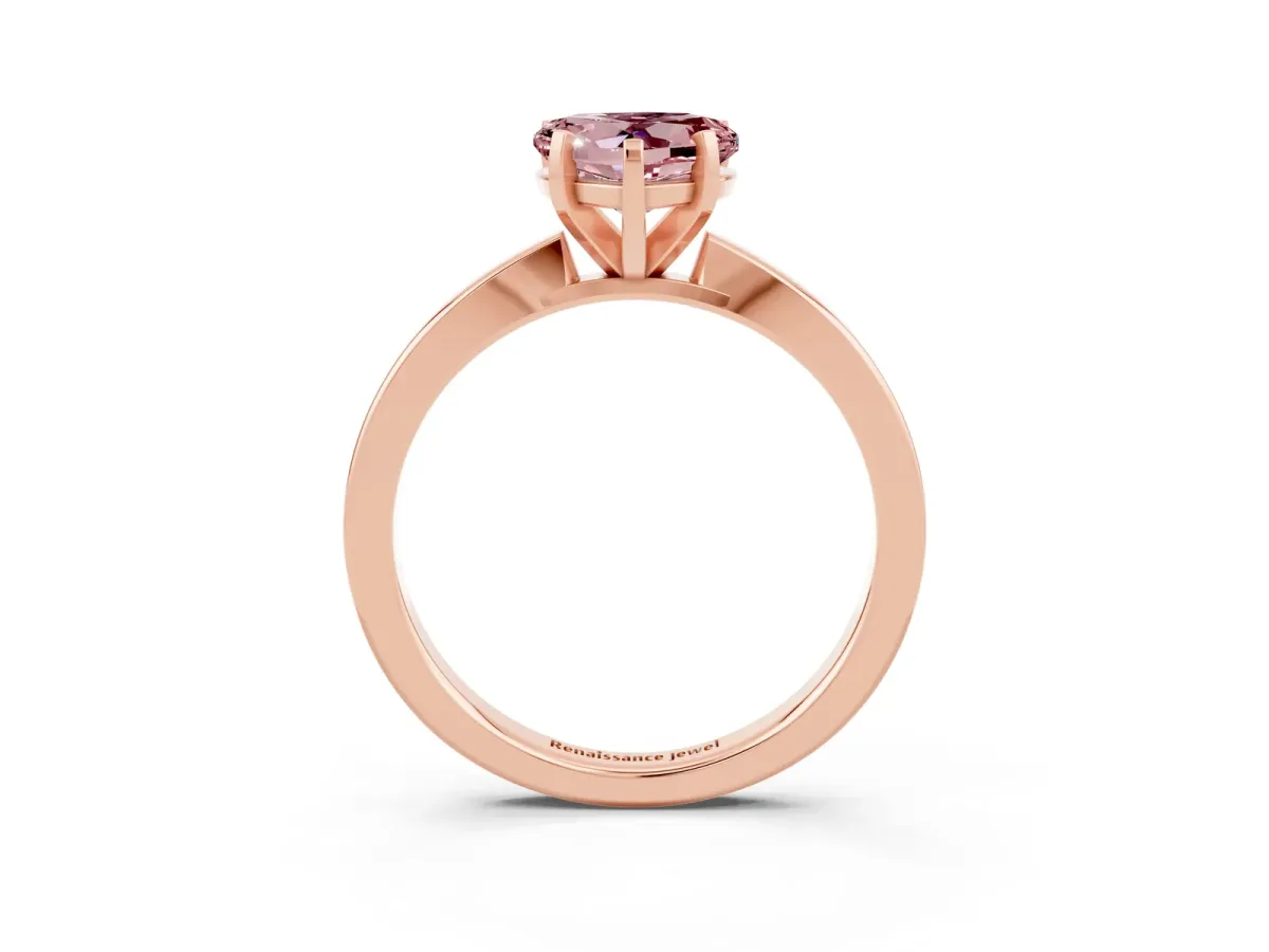 Heart Cut Morganite Solitaire Engagement Ring with Classic Band and Four-Prong Setting Rose gold