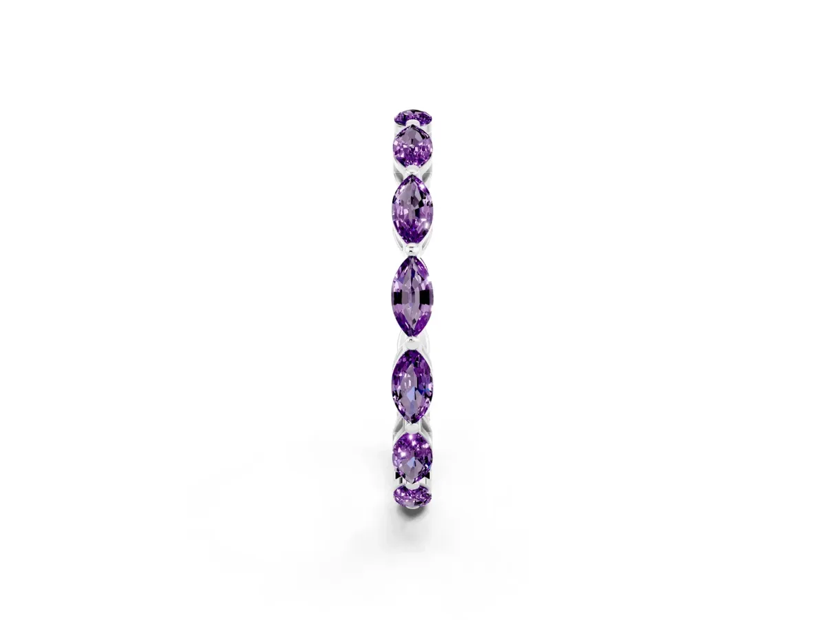 Marquise Amethyst Eternity Band with U-Prong Setting Platinum