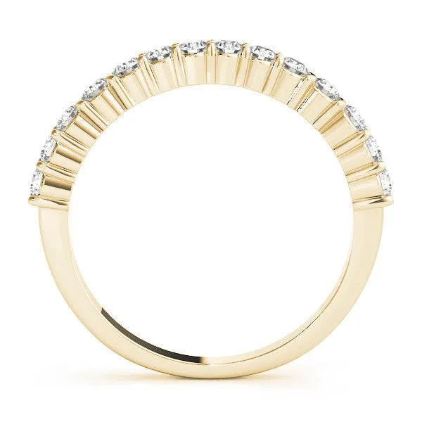 Round Diamond Half Eternity Band with Shared Prong Setting Yellow gold