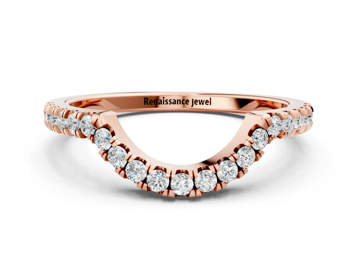 Round Diamond Wavy Eternity Band with Prong Setting Rose gold