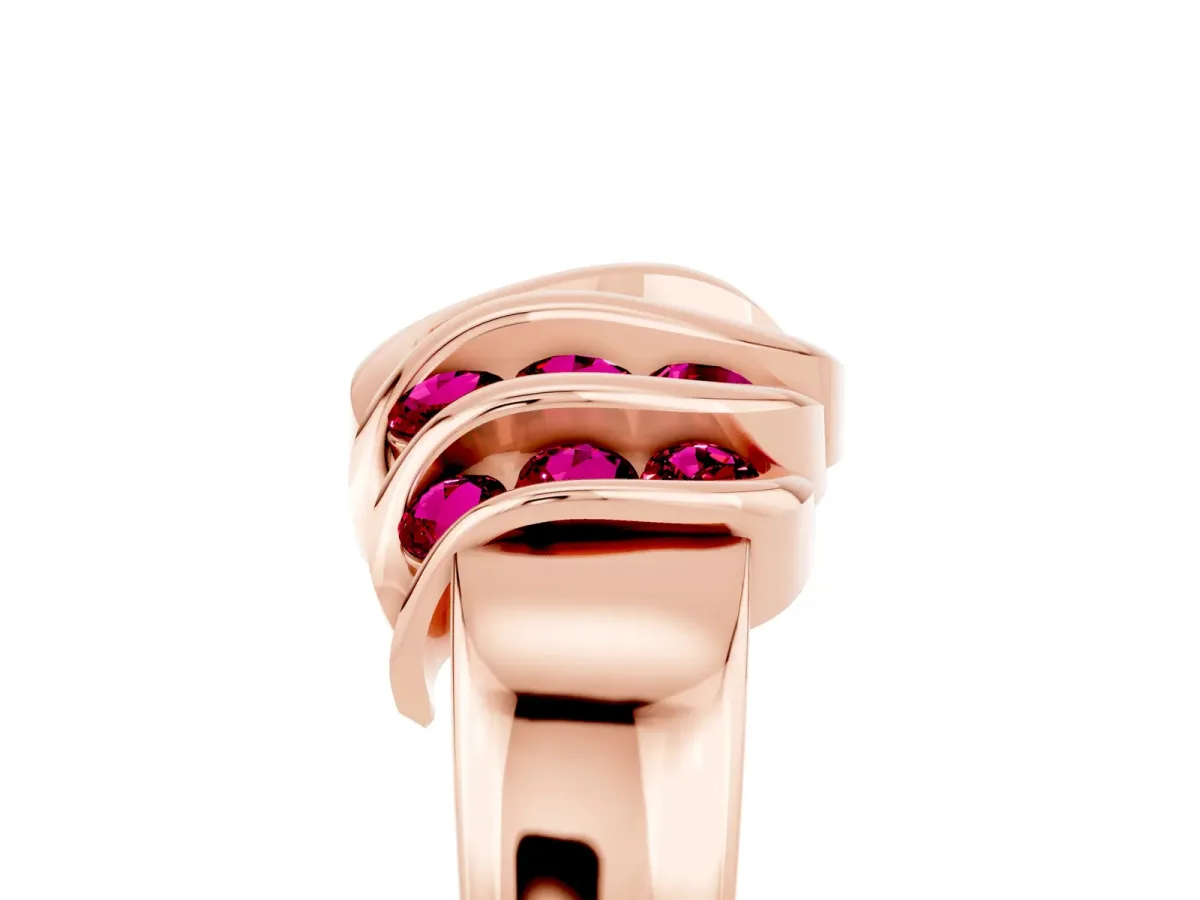 Round Garnet Multi-Row Crossover Band Rose gold