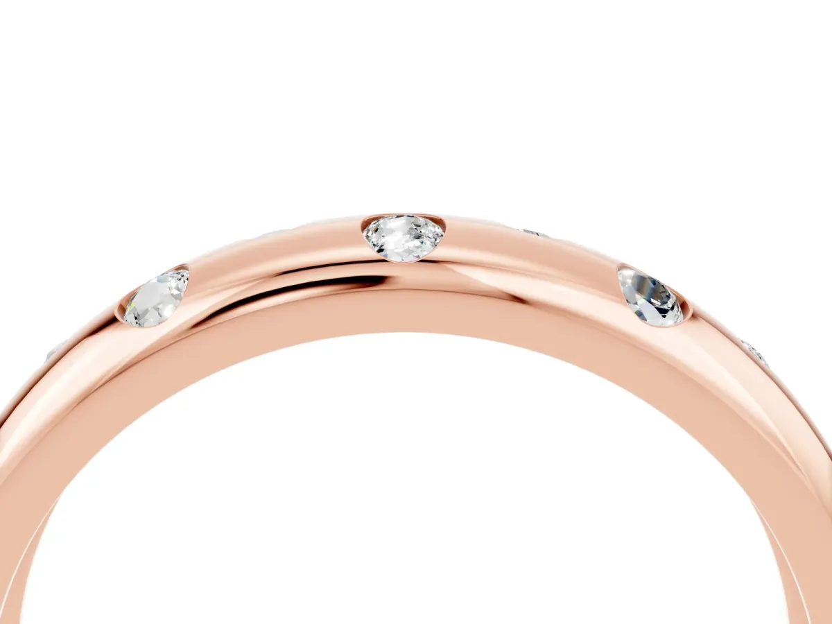 Round Moissanite Flush-Set Comfort Fit Band Rose gold