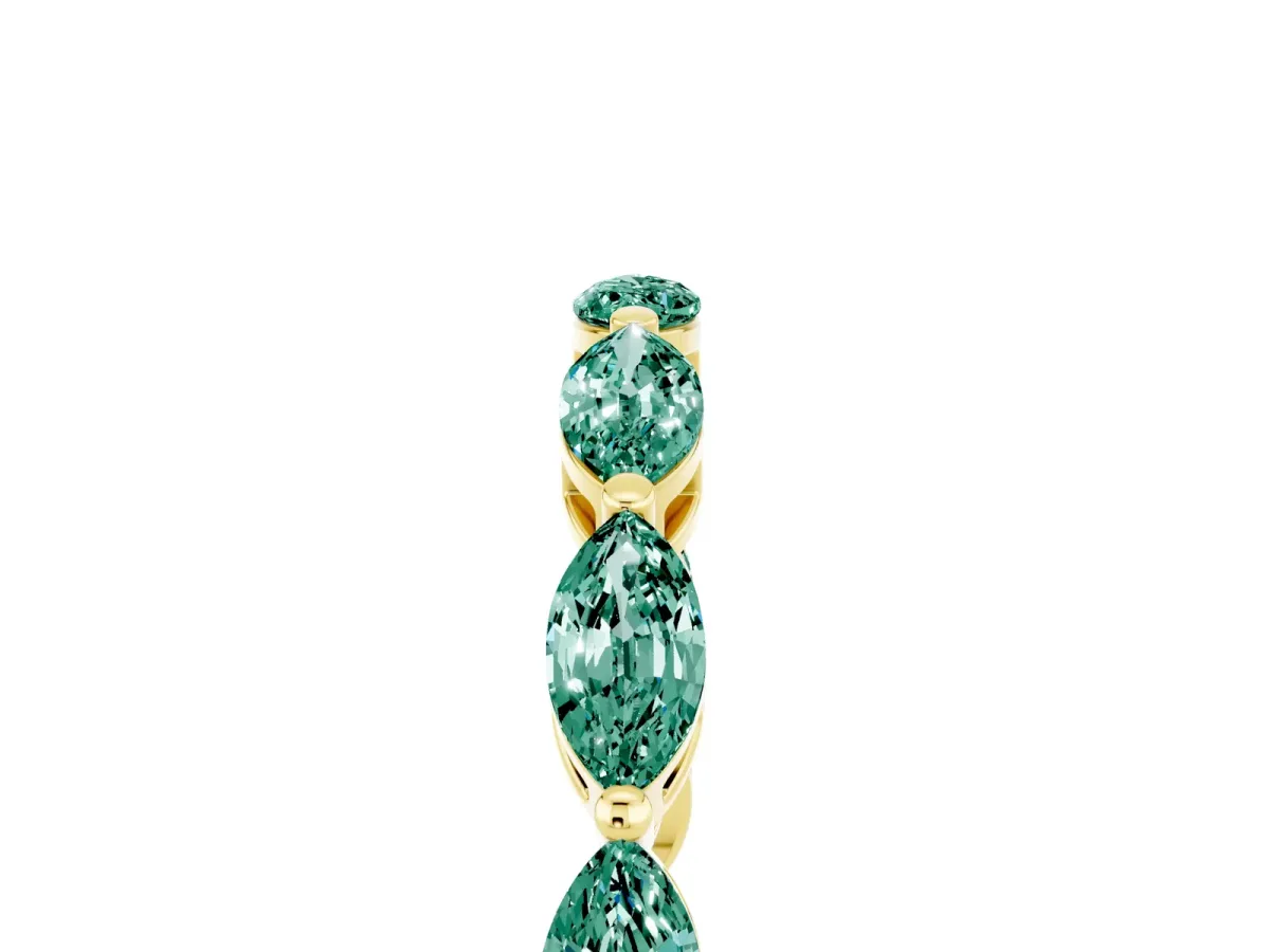 Marquise Green Sapphire Eternity Band with U-Prong Setting Yellow gold