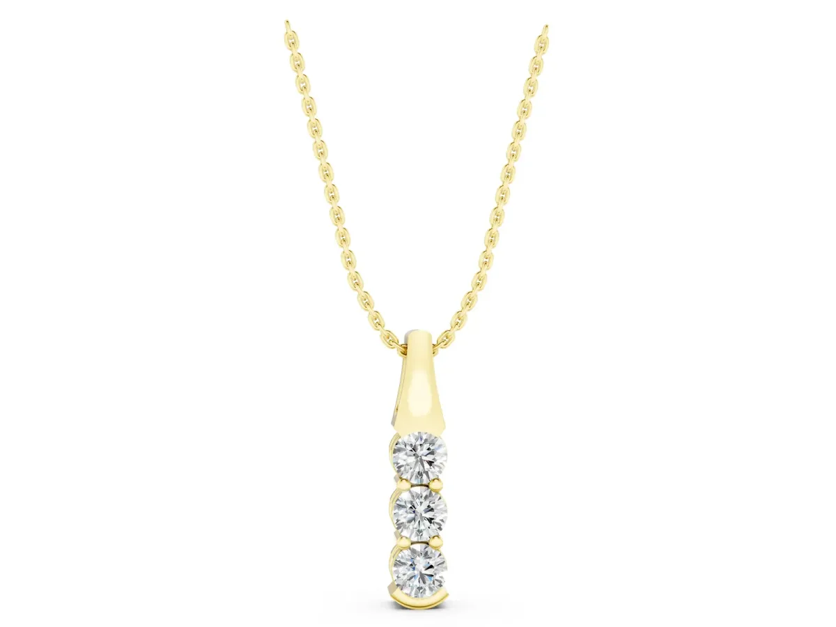 Four-Stone Round Diamond Channel-Set Pendant Yellow gold
