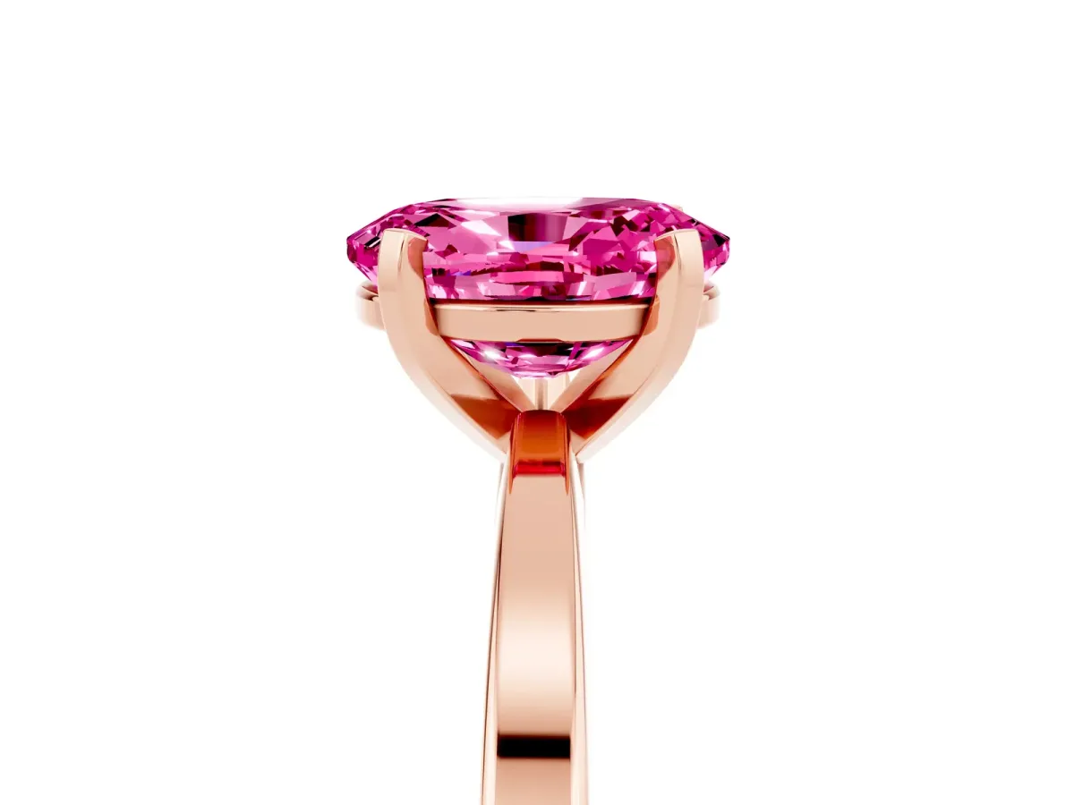 Oval Cut Pink Sapphire Solitaire Engagement Ring with Classic Band and Four-Prong Setting Rose gold