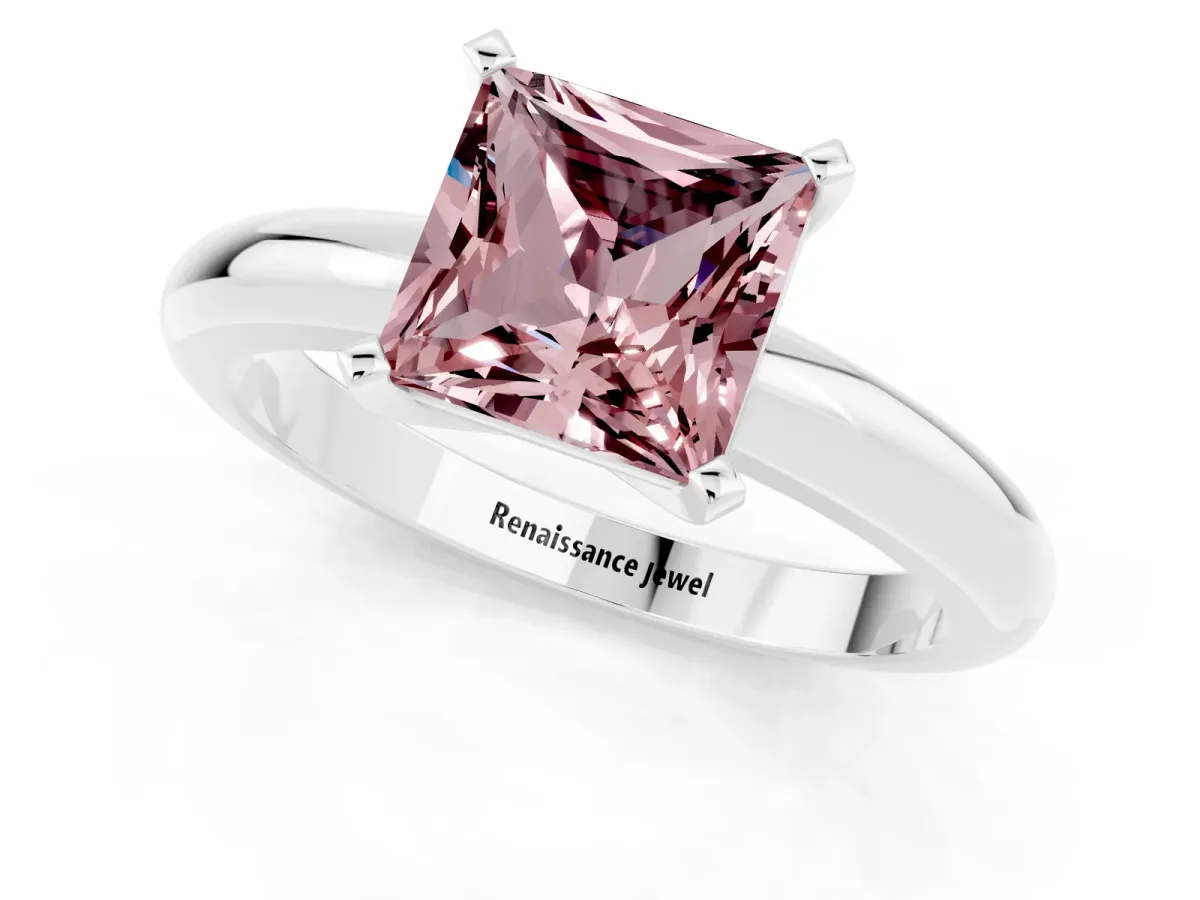 Radiant Diamond Engagement Ring with Pear and Round Side Stones Silver