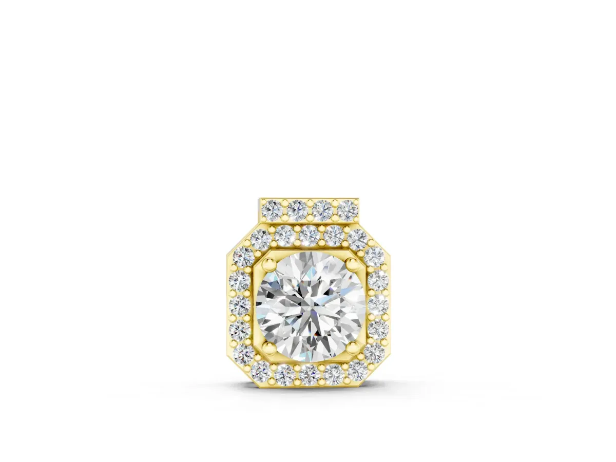 Round Halo Prong-Set Diamond Pendant Yellow gold
