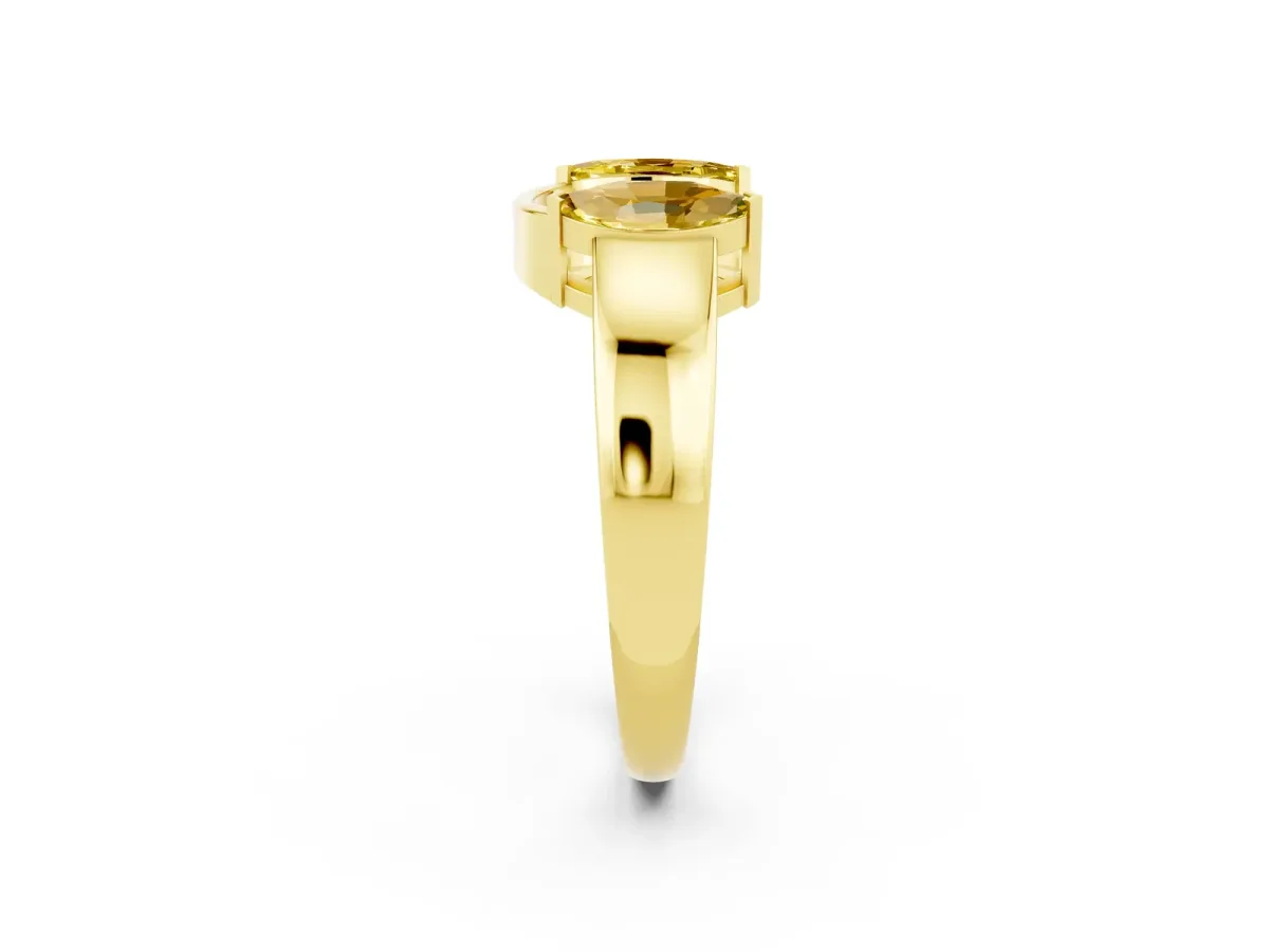 Marquise Yellow Sapphire Open Band Ring with Tension Setting Yellow gold