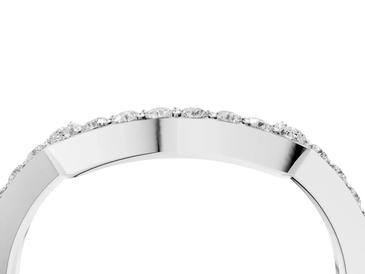 U-Shaped Pavé Round Diamond Contour Band Platinum