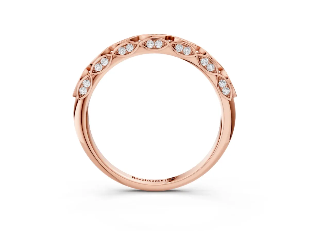 Marquise Diamond Eternity Band with Pavé and Bezel Setting Rose gold