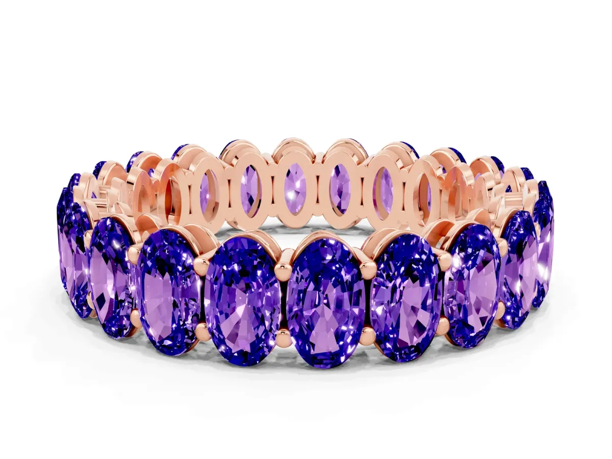 Oval Cut Tanzanite Eternity Band with Shared Prong Setting Rose gold