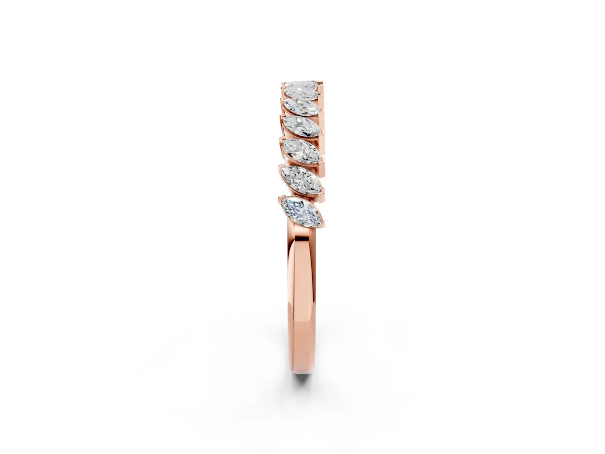 Marquise Diamond Half-Eternity Band with Shared Prong Setting Rose gold