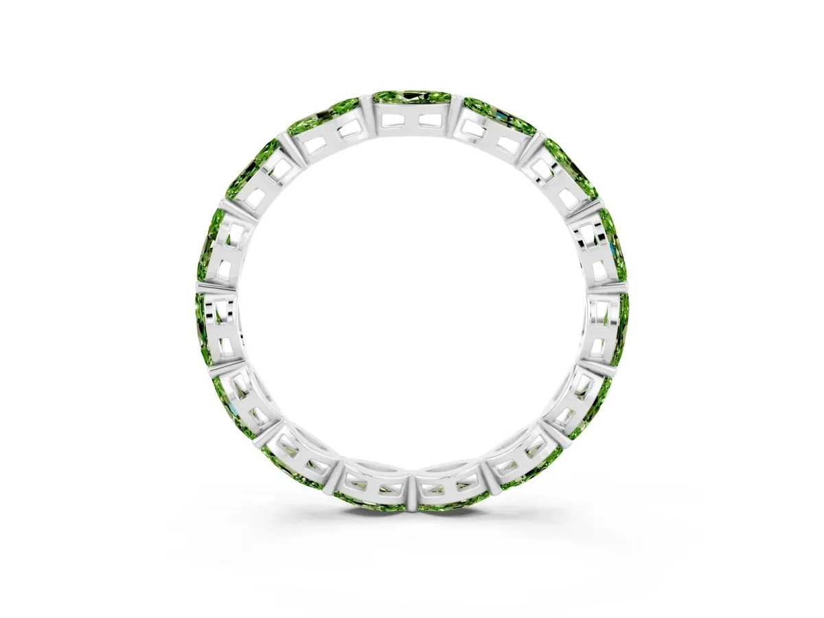 Marquise Peridot Eternity Band with U-Prong Setting Platinum