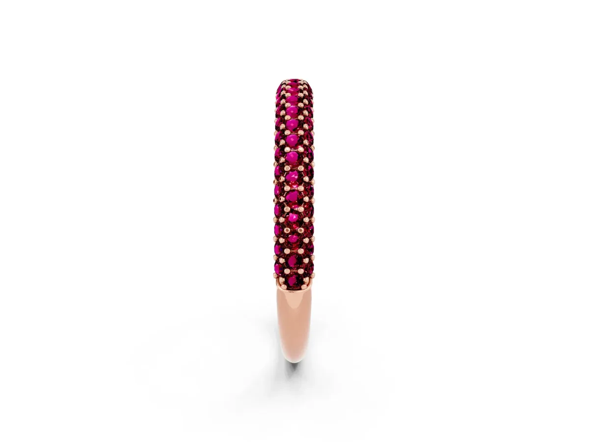 Round Garnet Pavé Eternity Band with Shared Prong Setting Rose gold