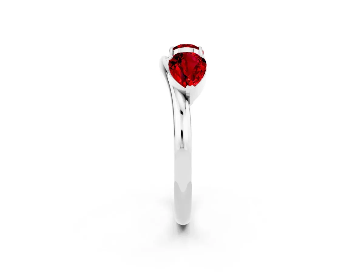 Two-Stone Pear Ruby Bypass Ring with Prong Setting Platinum