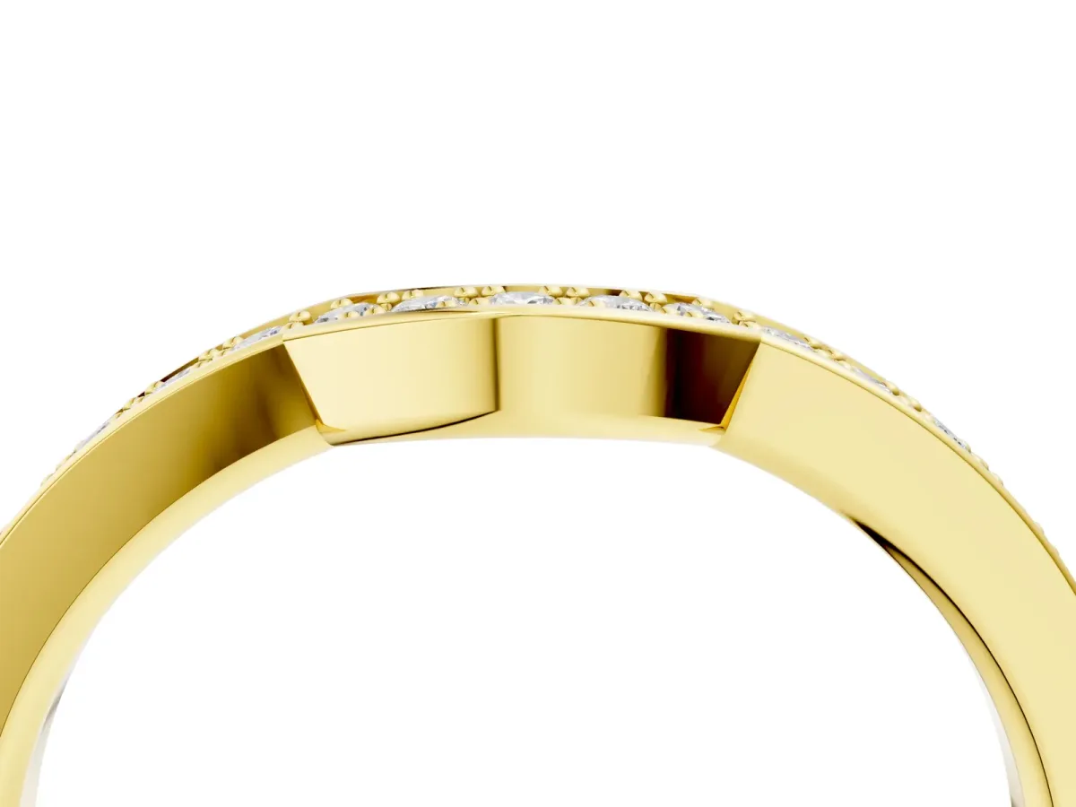 Pavé Round Diamond Contour Band with Channel Setting Yellow gold