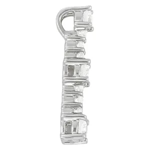 Round Diamond Vertical Bar Pendant with Prong Setting Silver