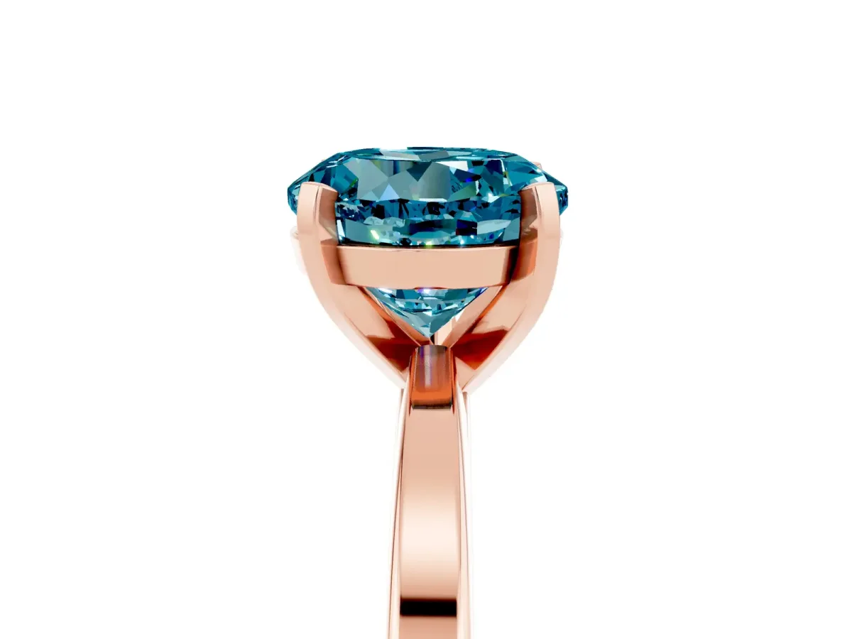 Round Cut Blue Topaz Solitaire Engagement Ring with Classic Band and Four-Prong Setting Rose gold