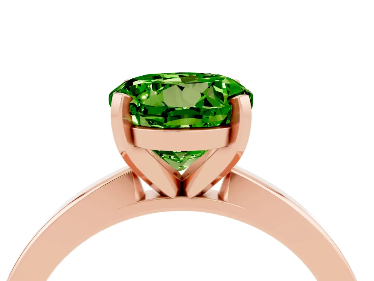 Round Cut Peridot Solitaire Engagement Ring with Classic Band and Four-Prong Setting Rose gold