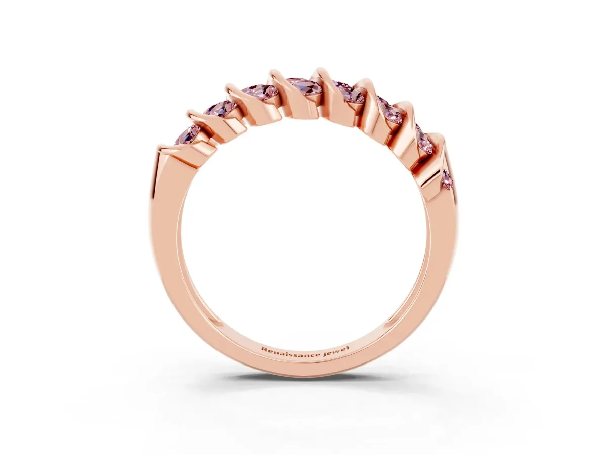 Channel Set Round Morganite Multi-Row Band Rose gold