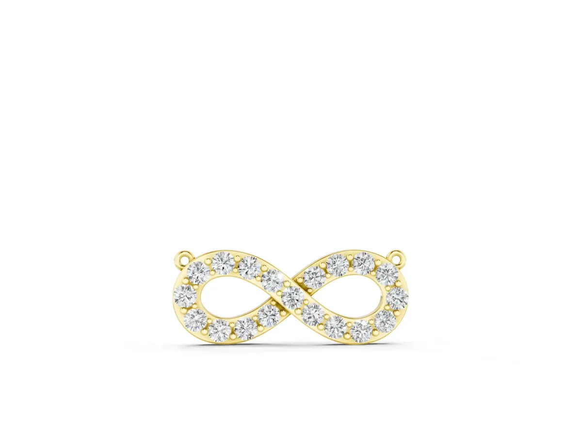 Infinity Pendant with Round Cut Diamonds in Pavé Setting Yellow gold
