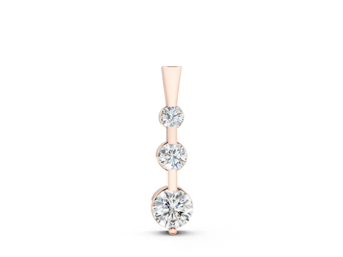 Three-Stone Round Diamond Prong-Set Pendant Rose gold