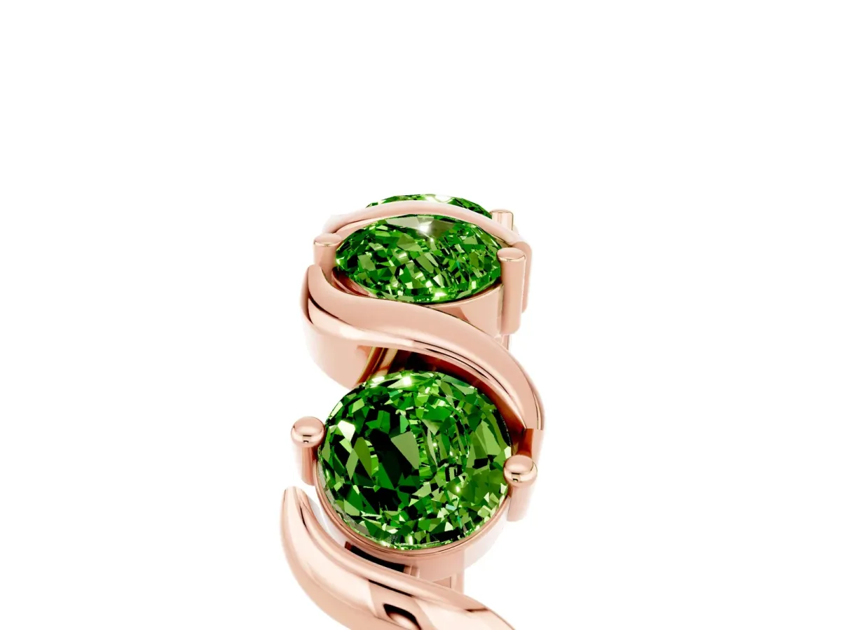 Six-Stone Round Peridot Wave Band with Shared Prong Setting Rose gold