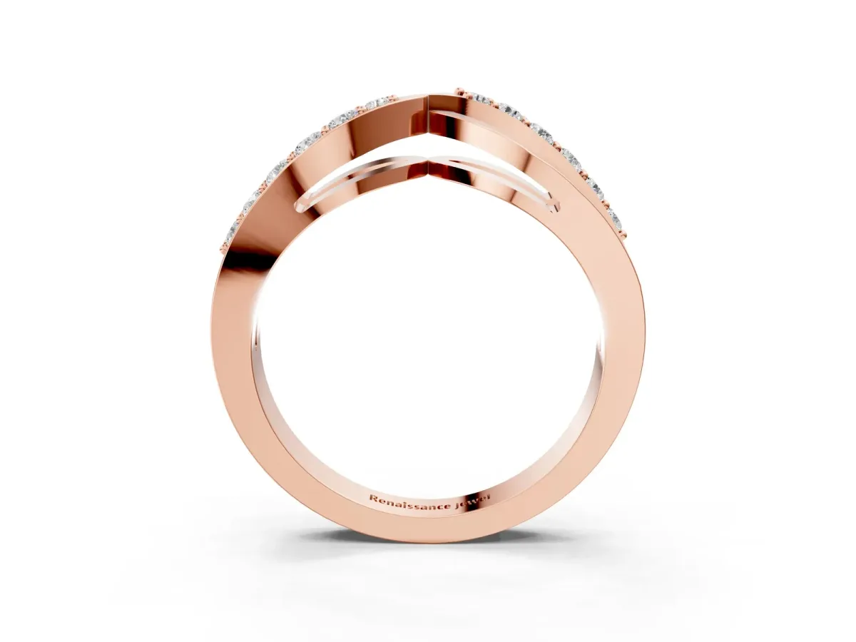 Twist Pave Round Diamond Infinity Band with Channel Setting Rose gold