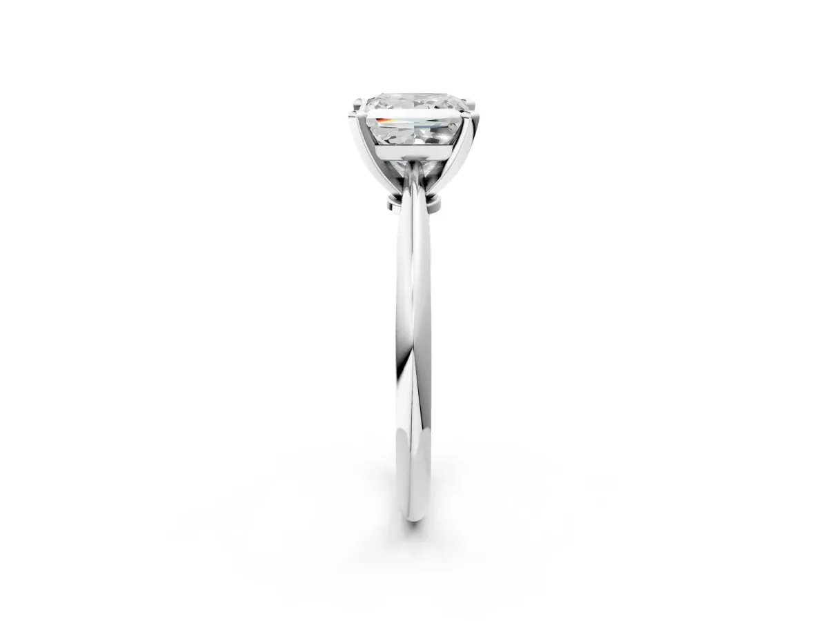 Princess Cut Diamond Solitaire Engagement Ring with Classic Band and Four-Prong Setting Platinum