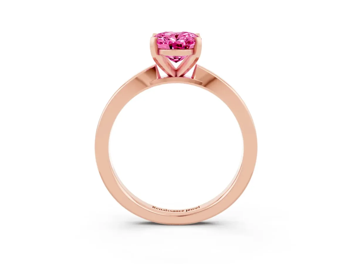 Oval Cut Pink Sapphire Solitaire Engagement Ring with Classic Band and Four-Prong Setting Rose gold