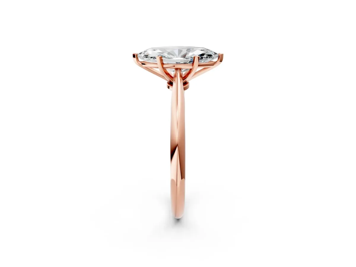 Marquise Cut Diamond Solitaire Engagement Ring with Classic Band and Four-Prong Setting Rose gold