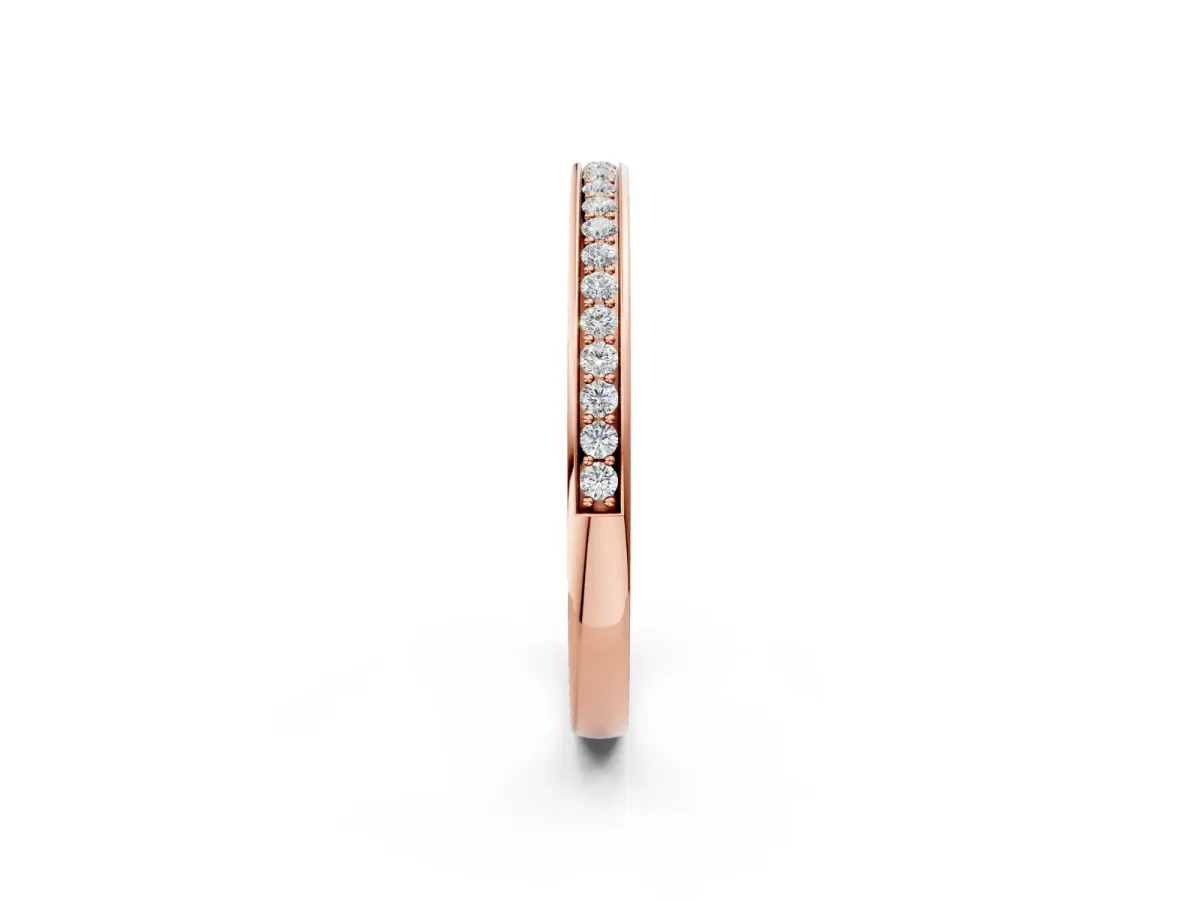 Round Diamond Pavé Set Eternity Band with Channel Setting Rose gold