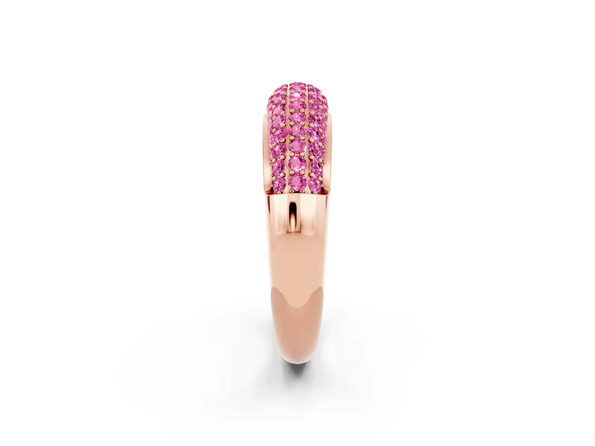 Three-Row Pavé Round Pink Sapphire Dome Band Rose gold
