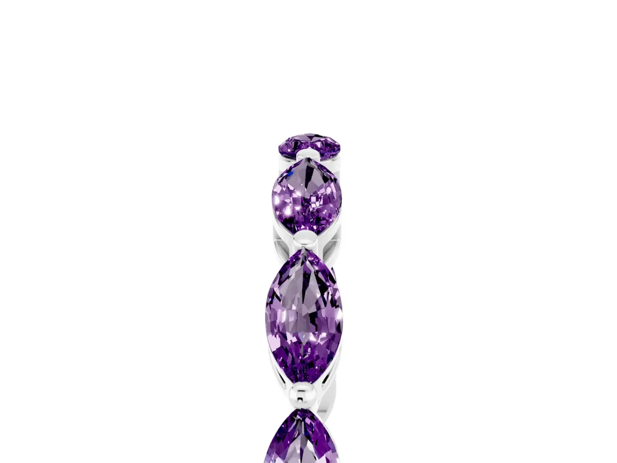 Marquise Amethyst Eternity Band with U-Prong Setting Platinum