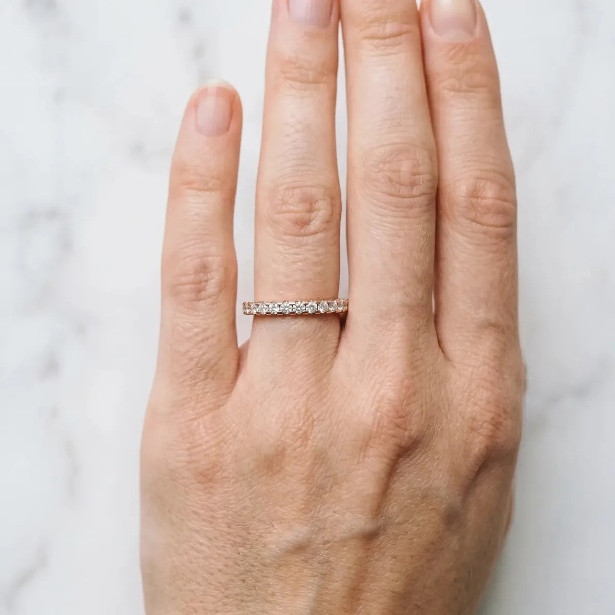 Round Diamond Pavé Set Eternity Band with Micro Prong Setting Rose gold