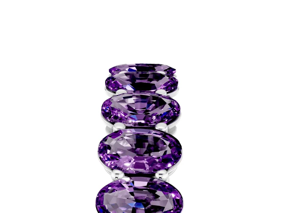 Oval Cut Amethyst Eternity Band with Shared Prong Setting Platinum