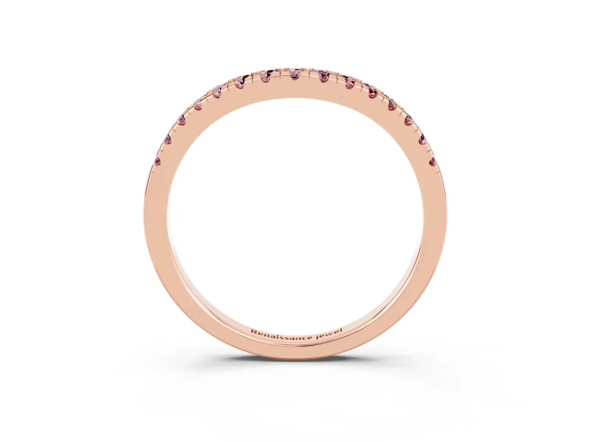 Morganite Pavé Curved Wedding Band Rose gold
