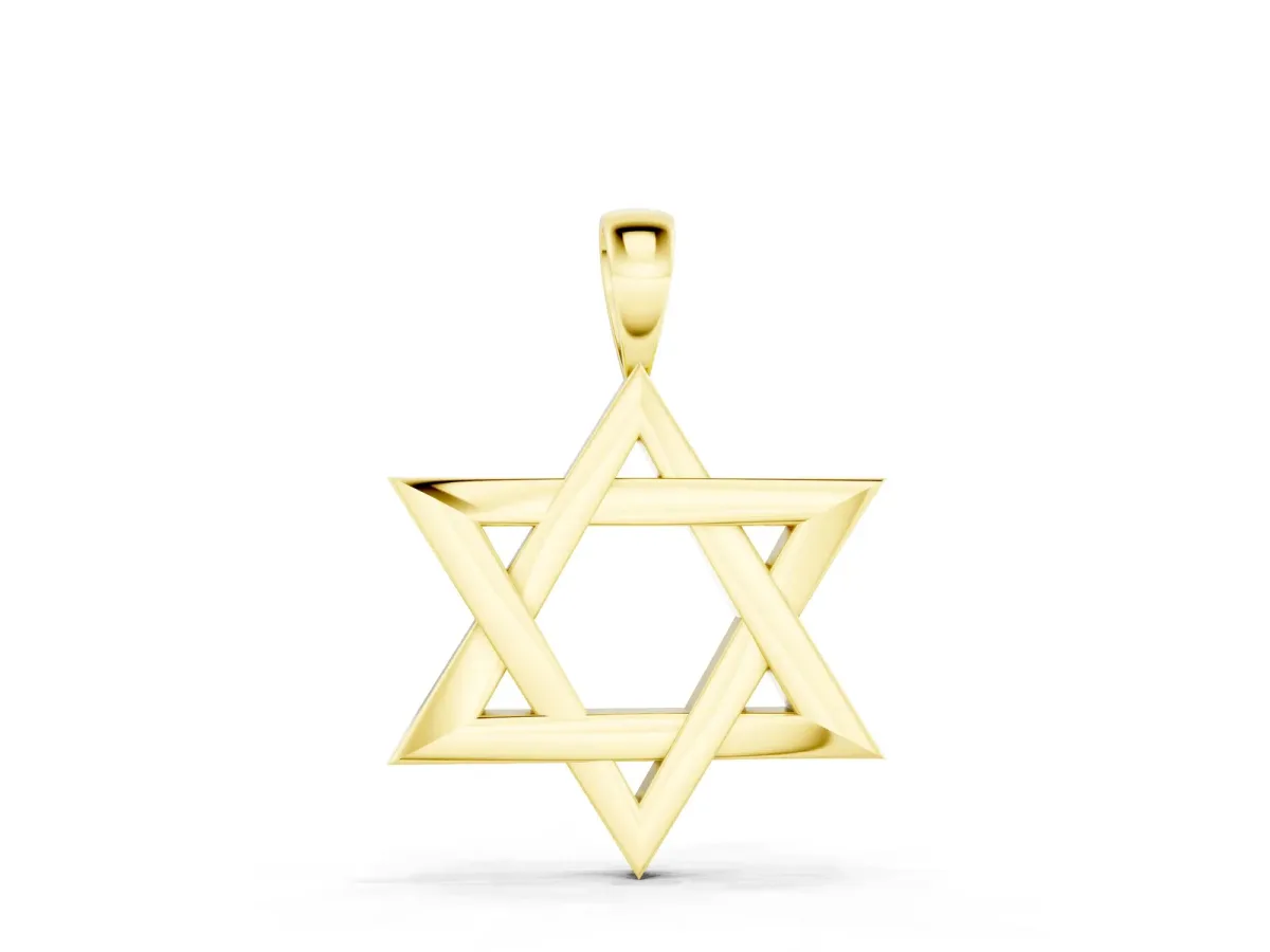Silver Star of David Pendant Yellow gold