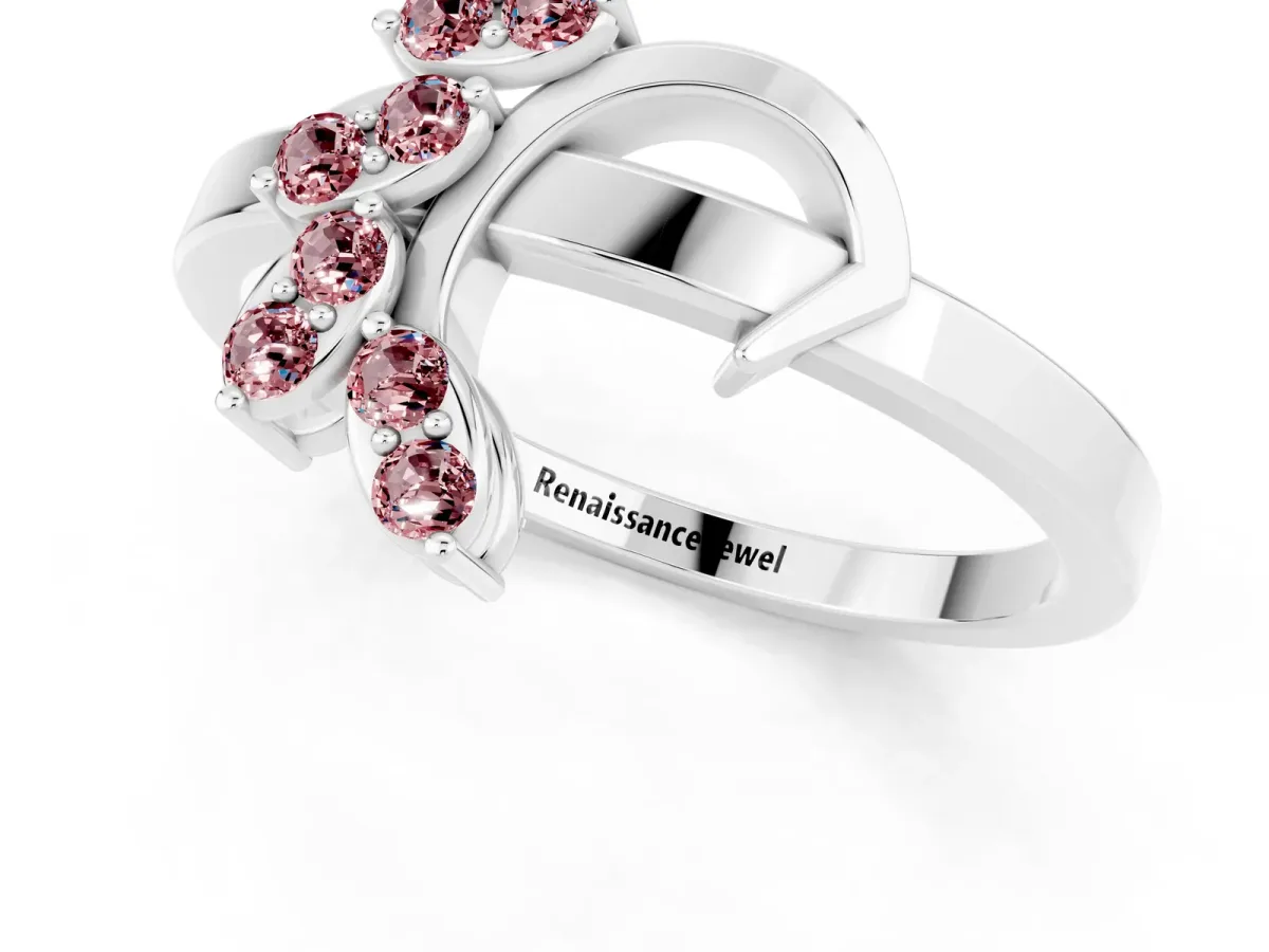 Marquise Morganite Cluster Bypass Ring with Prong Setting Platinum