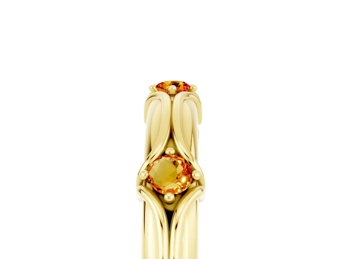Round Citrine Prong Set Milgrain Eternity Band Yellow gold