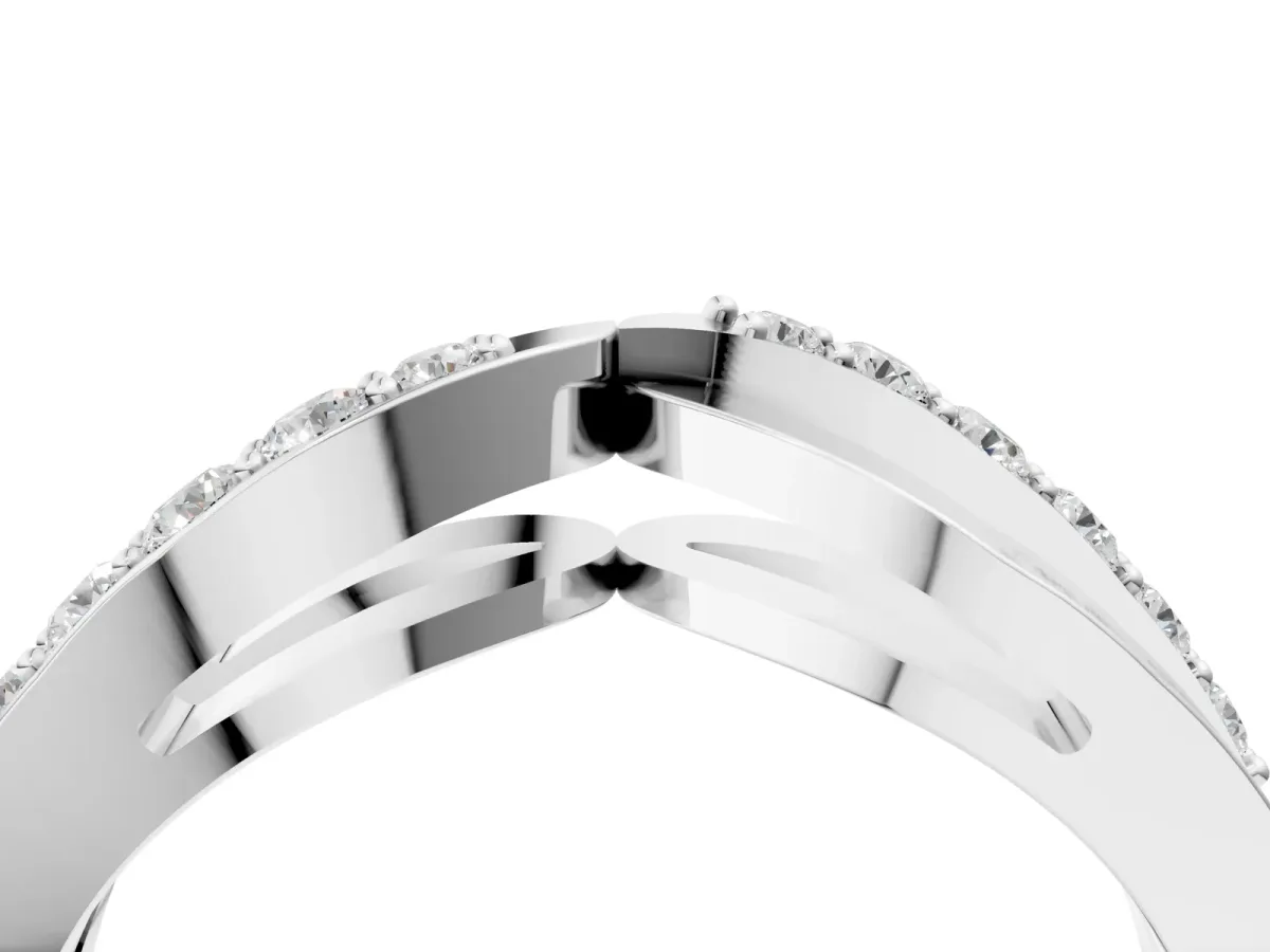 Twist Pave Round Diamond Infinity Band with Channel Setting White gold
