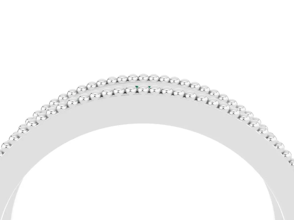 Round Green Sapphire Twist Milgrain Band with Bezel Setting Silver
