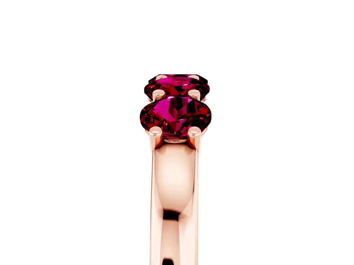 Four-Stone Round Garnet Prong-Set Band Rose gold