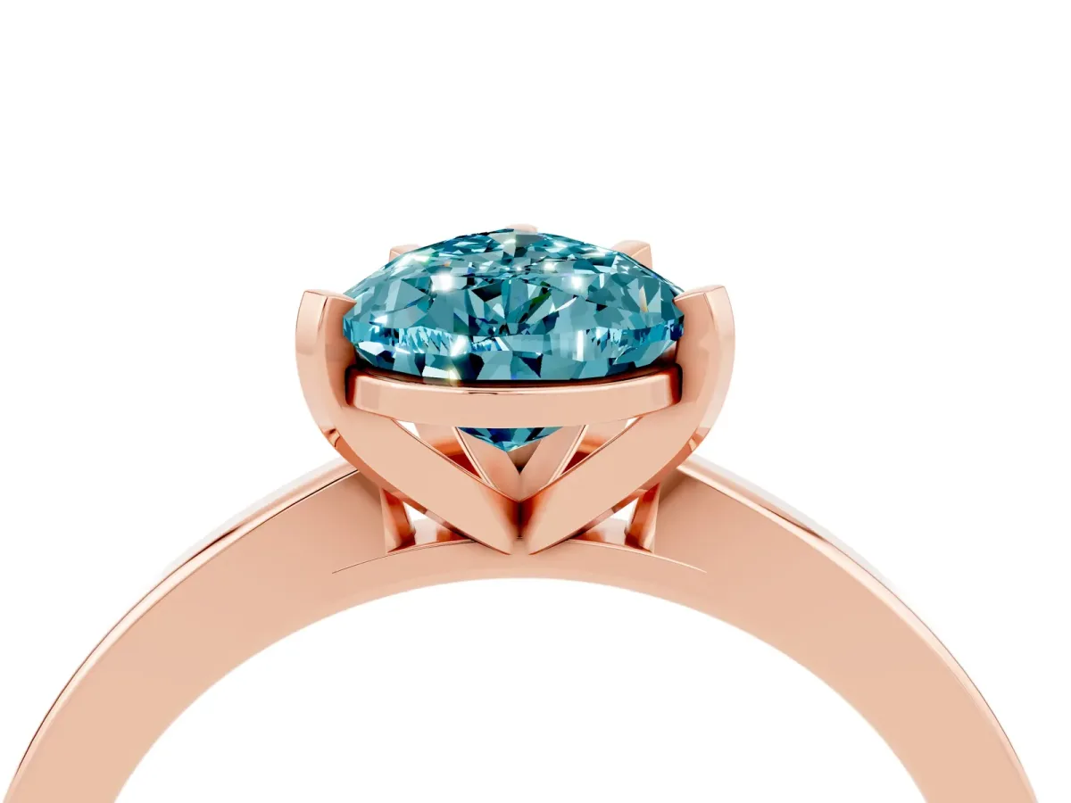 Pear Cut Blue Topaz Solitaire Engagement Ring with Classic Band and Four-Prong Setting Rose gold