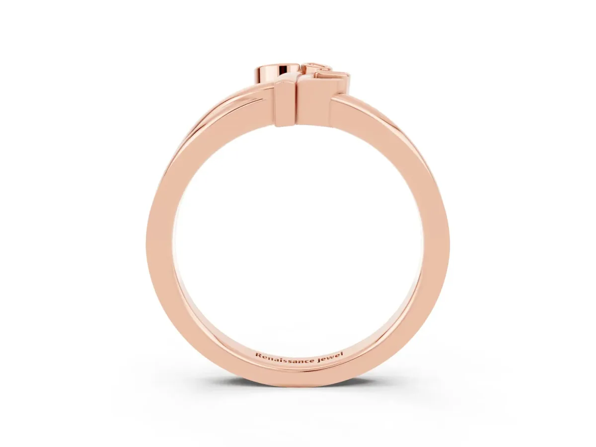 Three-Stone Round Tanzanite Leaf Bypass Ring with Bezel Setting Rose gold